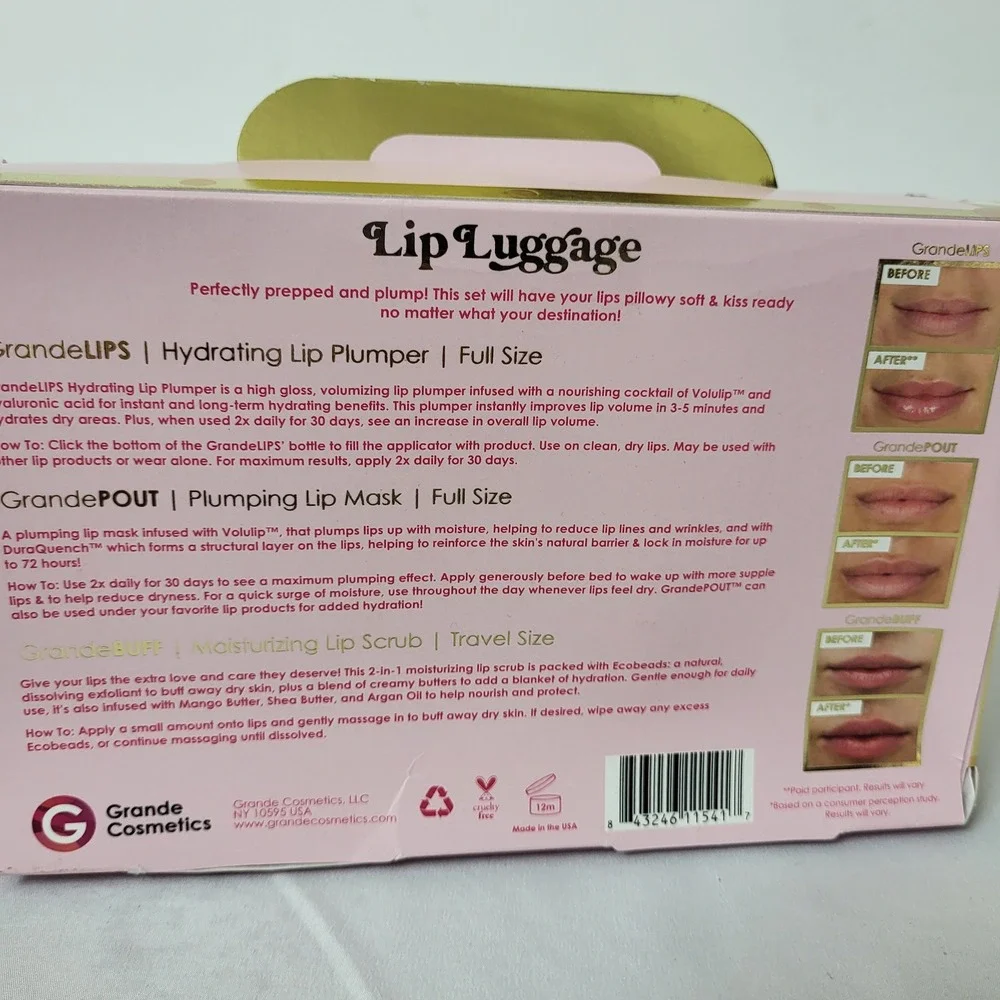 Grande Cosmetics Lip Luggage Set Hydrating Lip Plumper Mask & Scrub - Picture 4 of 5
